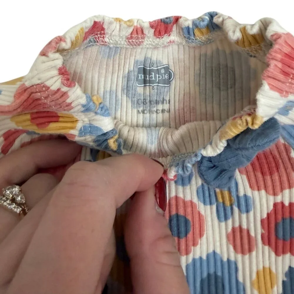 Mud Pie Ribbed Floral Footed Sleeper 0-3 Months